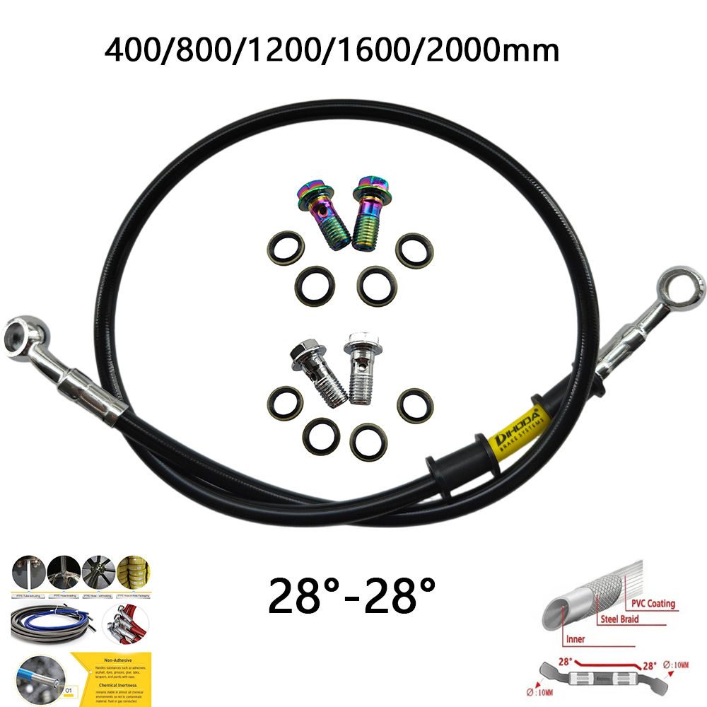 Motorcycle Brake Cable - 28 ° -28 ° Czarne, plecione,
