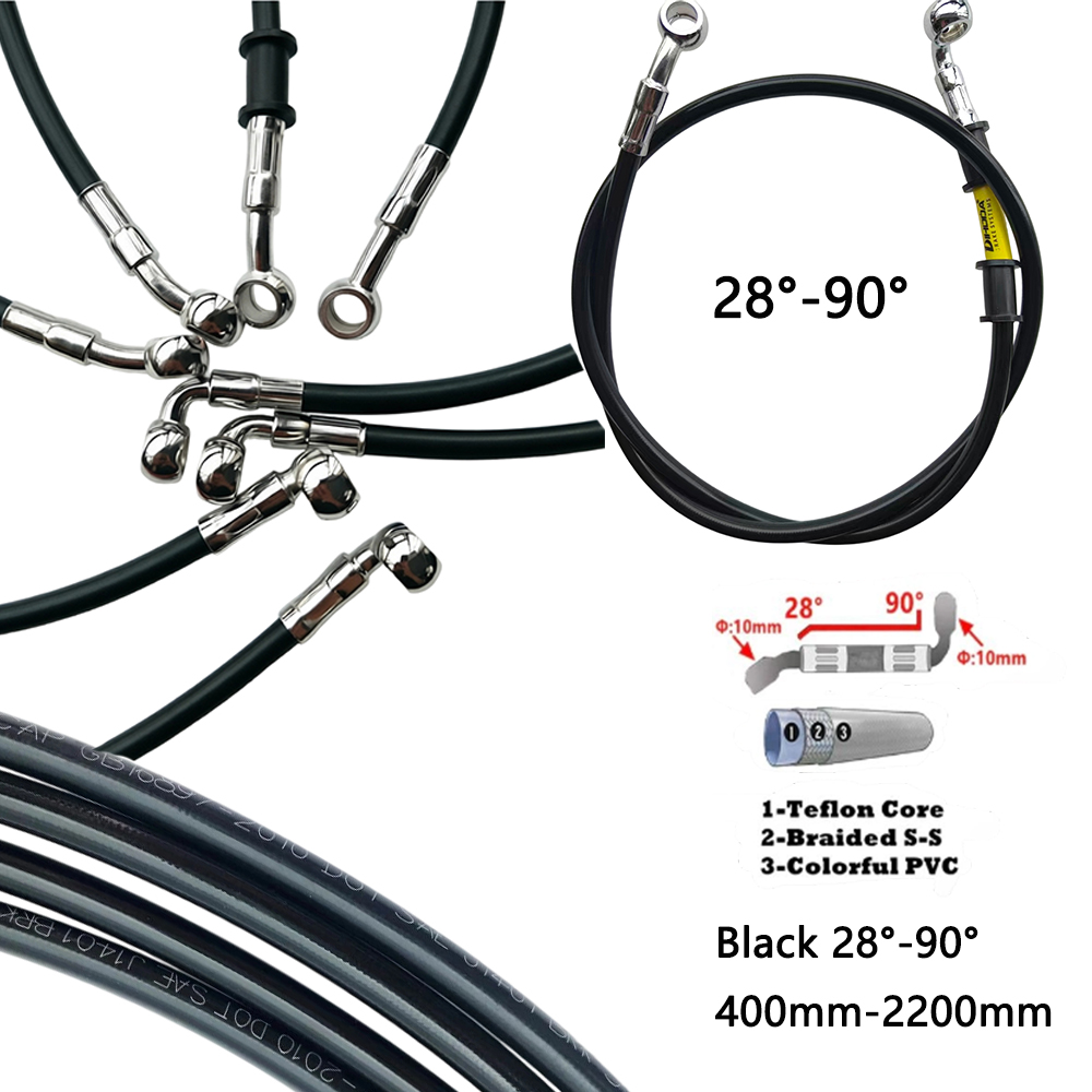 Motorcycle Brake Cable - Czarny 28 ° -90 ° Przewód