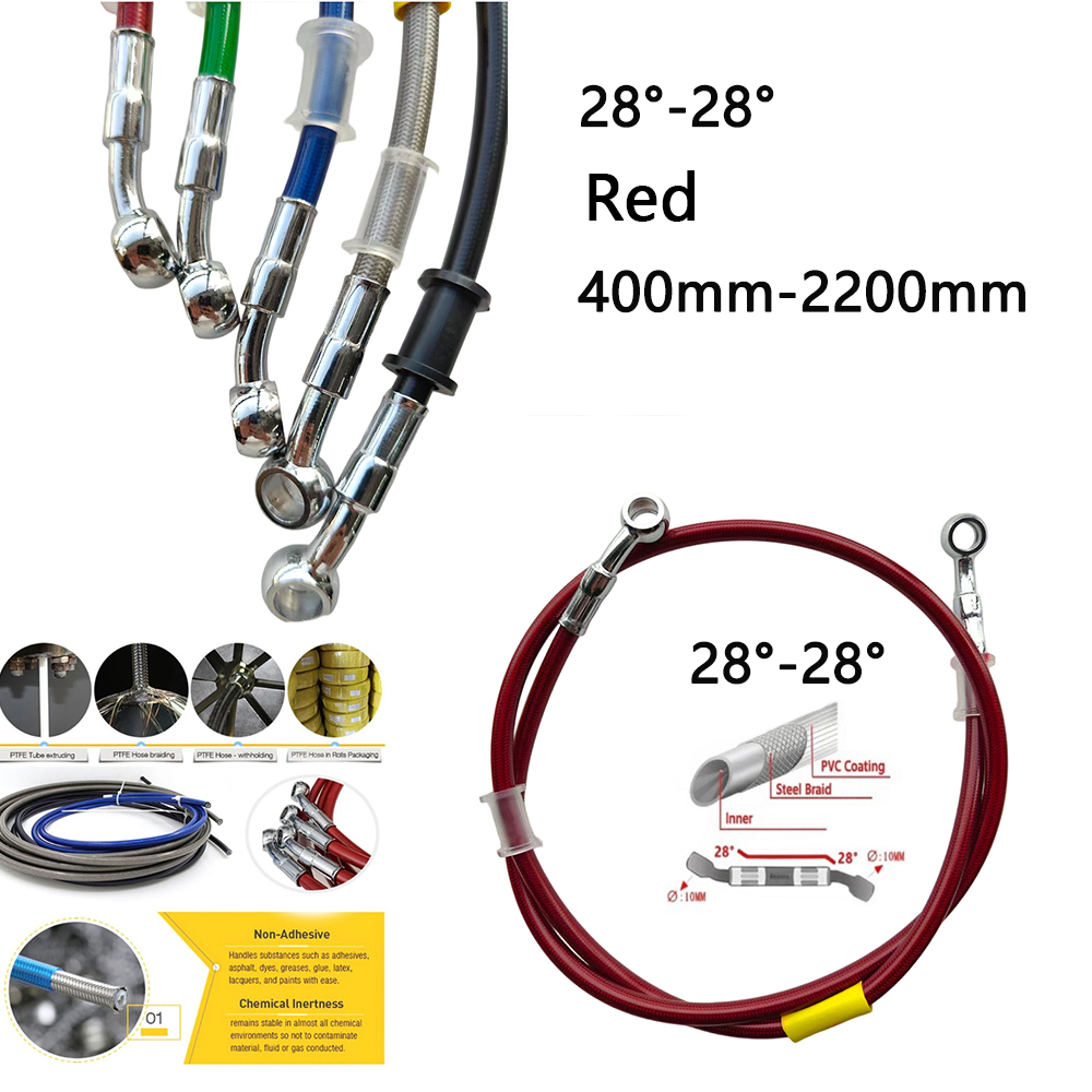 Motorcycle Brake Cable - 28-28 Czerwony Uniwersalny Motocyklowy Hydrauliczny Przewód